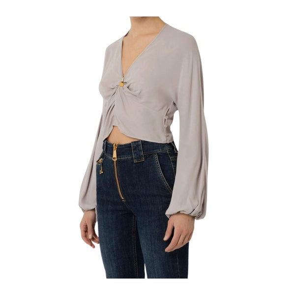 Elisabetta Franchi Blusa Blusa Donna cropped arricciata Grigio - Francavilla Moda